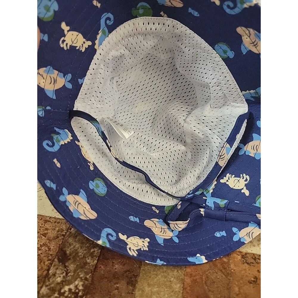 12-24M Baby Sun Hat UPF 50+ Protective Beach Wide Brim Baby Bucket Hat Sea Life